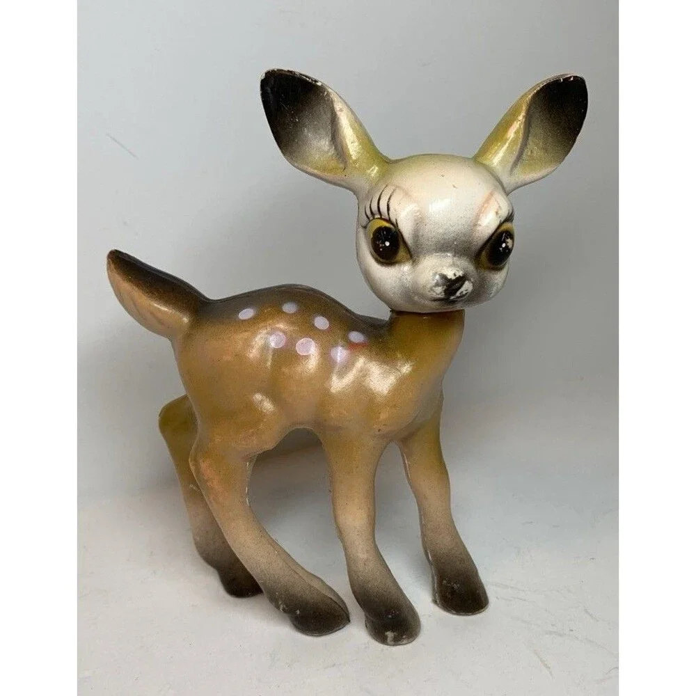 Vintage Christmas Deer Rubber Figure 7” Hong Kong Kitsch MCM Holiday Figure